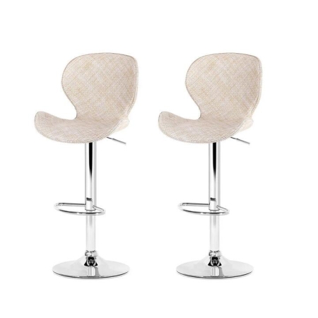 2x Bar Stools Kitchen Swivel Gas Lift Counter Chair Wing PE Rattan Beige