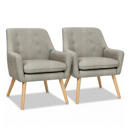 2X Armchair Lounge Chair Accent Tub Chair Beige ANNE