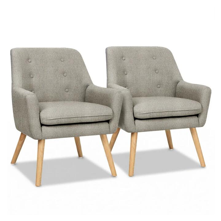 2X Armchair Lounge Chair Accent Tub Chair Beige ANNE