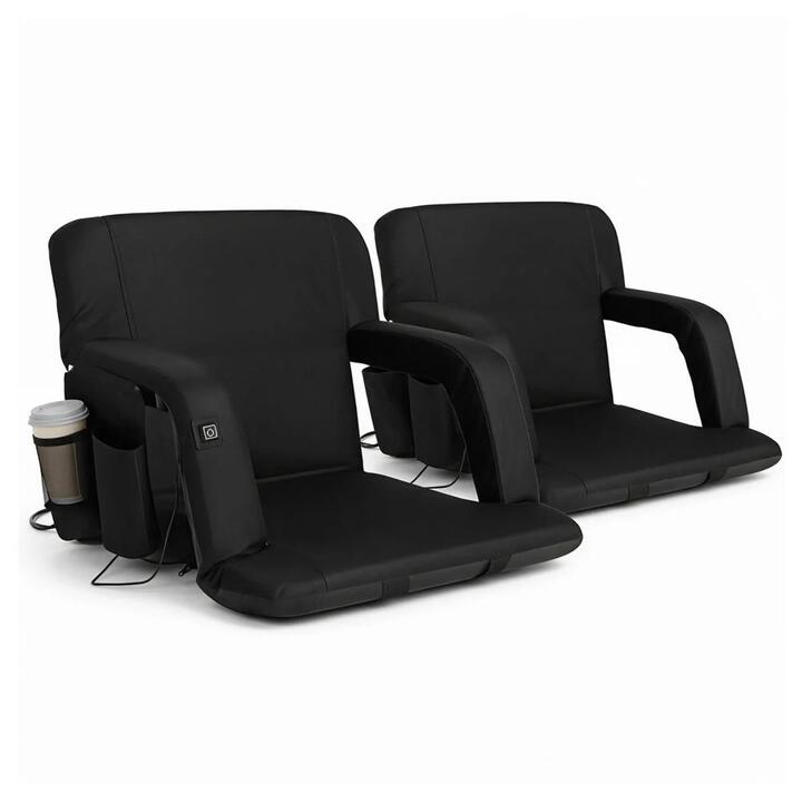 2X Floor Lounge Sofa Bed With Armrest Heated Cushion