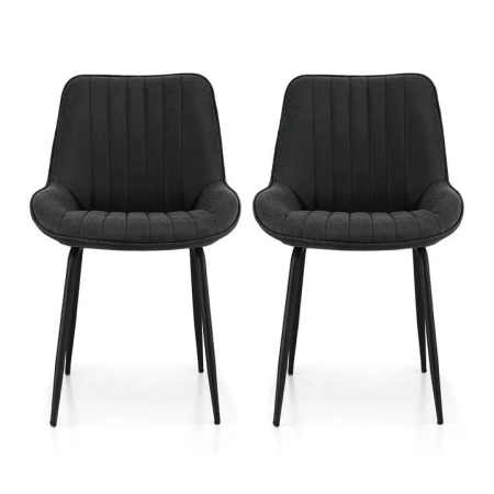 2x Dining Chairs Retro PU Leather Kitchen Lounge Cafe Accent Chair Black