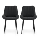 2x Dining Chairs Retro PU Leather Kitchen Lounge Cafe Accent Chair Black