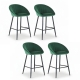 4x Bar Stools Kitchen Dining Chair Counter Stool Tub Velvet Metal Green