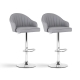 2x Bar Stools Kitchen Swivel Gas Lift Counter Chair Shell Leather Grey