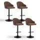 4x Bar Stools Kitchen Swivel Gas Lift Counter Chair Shell Leather Brown