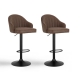 2x Bar Stools Kitchen Swivel Gas Lift Counter Chair Shell Leather Brown