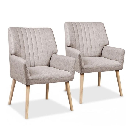 2X Armchair Faux Fabric Beige