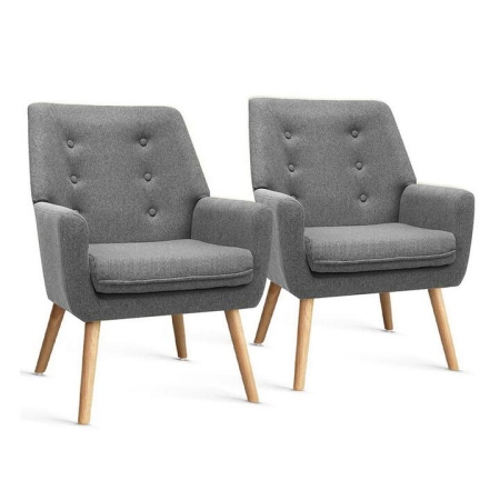 2X Armchair Lounge Chair Accent Tub Chair Grey ANNE