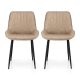 2x Dining Chairs Retro PU Leather Kitchen Lounge Cafe Accent Chair Khaki