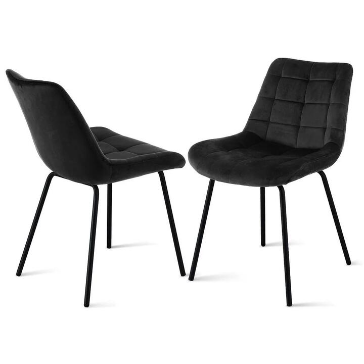 2x Dining Chairs Velvet Tufted Kitchen Lounge Cafe Accent Chair Black