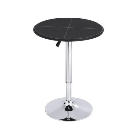 Bar Table Round Swivel Height Adjustable 62cm Modern PVC Leather Black