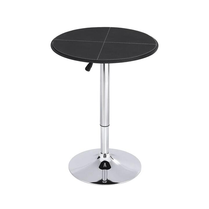 Bar Table Round Swivel Height Adjustable 62cm Modern PVC Leather Black