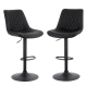 2x Bar Stools Kitchen Swivel Gas Lift Counter Chair Diamond Leather Black