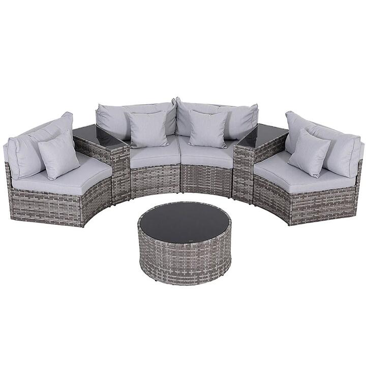 4 Seater Outdoor Sofa Set 7PCS Table Chair Set Garden Rattan Patio Furniture