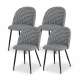 Dining Chairs Set of 4 Linen Solid Curved Houndstooth