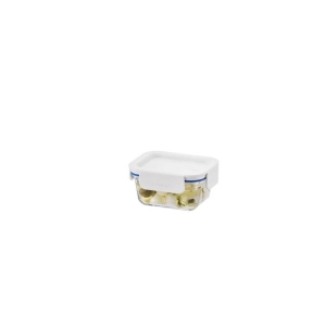 Locknlock Clear Glass White Rectangle Container 380ml