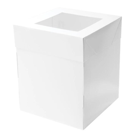 Cake Box 10in Tall Square - 8 x 8 Size 20x20cm in White by Mondo-White