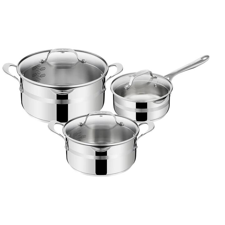 Jamie Oliver by Tefal Cook Smart Induction Stainless Steel 3 Piece Pot Set With Lids