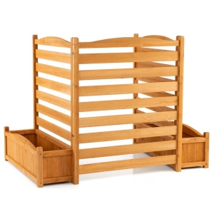 CostwayAir Conditioner Fence with Planter Box and No-Dig Kit-Yellow-3 panel