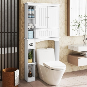CostwayOver the Toilet Storage Cabinet Space-Saving Storage Organizer-White