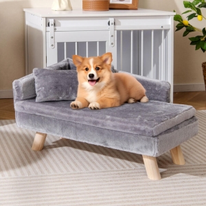 CostwayDog Sofa Bed with Removable Cozy Padded Pad and Pillow-Grey CostwayDog Sofa Bed with Removable Cozy Padded Pad and Pillow-Grey