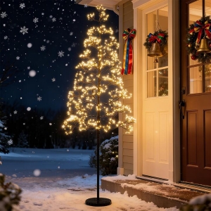 Costway1.5M Lighted Alpine Tree with 1000 Warm LED Lights and Weighted Base-M