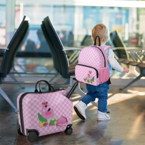 Costway2 Pieces Kid Luggage Set with Spinner Wheels-Flamingo