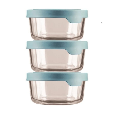 Anchor Hocking Trueseal Storage Container Round 6 Piece Set 4 Cup Blue