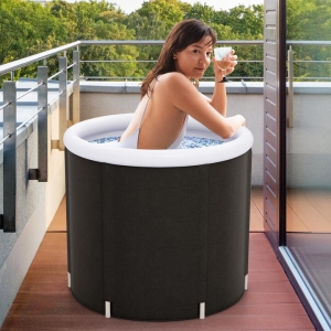 CostwayOutdoor Ice Plunge Tub with Lid for Recovery