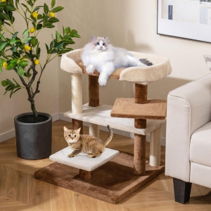 CostwayCat Stairs with Sisal Scratching Posts and 4 Large Platforms-Brown