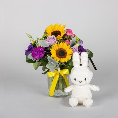 Sunflower and Rose Vase Arrangement with Miffy | Interflora | Online Florist and Flower Delivery Across Australia