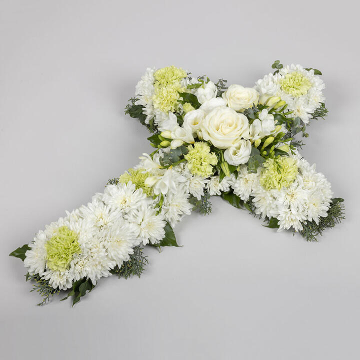 White Flower Funeral Cross for Service | Interflora | Online Florist and Flower Delivery Across Australia