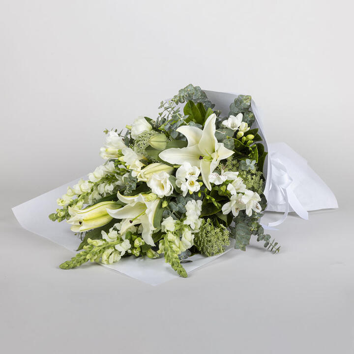 White Floral Funeral Bouquet | Interflora | Online Florist and Flower Delivery Across Australia