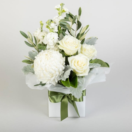 White Rose & Disbud Arrangement | Interflora | Online Florist and Flower Delivery Across Australia