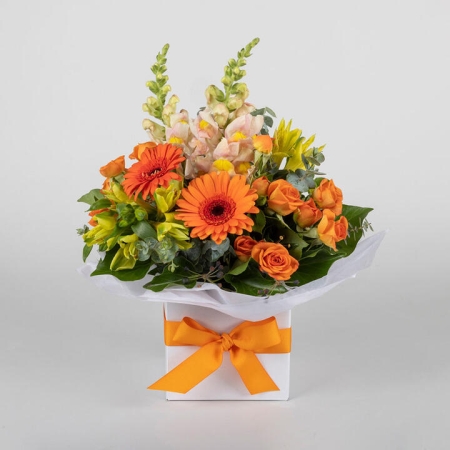 Orange Flower Posy in Mini Box | Interflora | Online Florist and Flower Delivery Across Australia