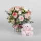 Pink & White Flowers with Pink Teddy Bear | Interflora | Online Florist and Flower Delivery Across Australia