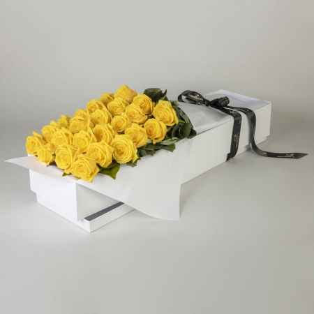 24 Yellow Roses in Presentation Box | Interflora | Online Florist and Flower Delivery Across Australia