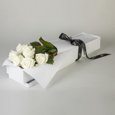 6 White Roses in Presentation Box | Interflora | Online Florist and Flower Delivery Across Australia