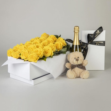 24 Yellow Roses with Chocolate