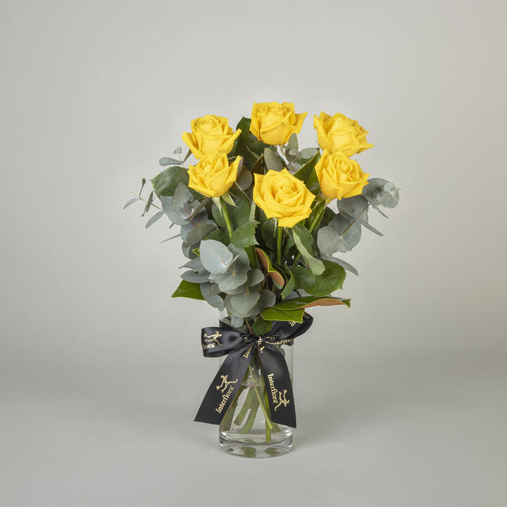 6 Yellow Rose Vase Arrangement | Interflora | Online Florist and Flower Delivery Across Australia