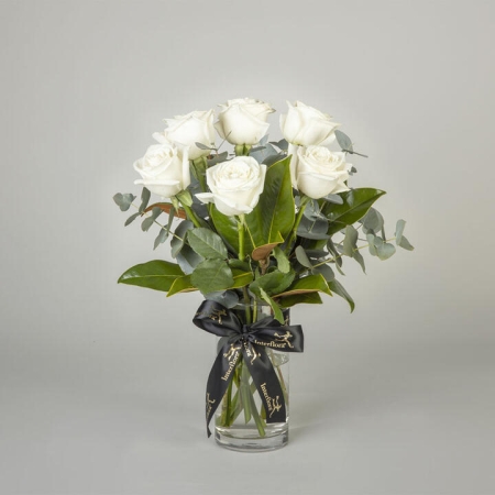 6 White Rose Vase Arrangement | Interflora | Online Florist and Flower Delivery Across Australia