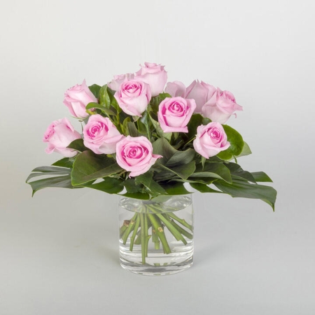 12 Pink Rose Bouquet in Vase | Interflora | Online Florist and Flower Delivery Across Australia