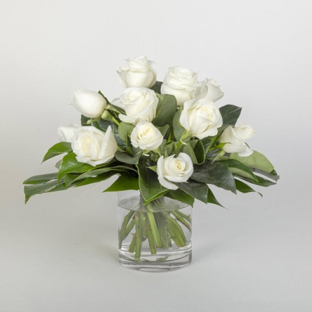 12 White Rose Bouquet in Vase | Interflora | Online Florist and Flower Delivery Across Australia