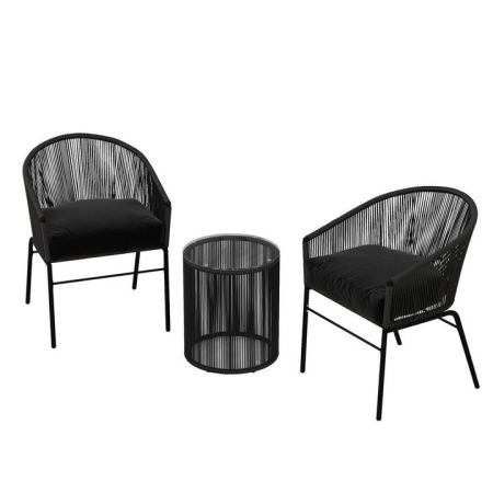 Arcadia Furniture 3 Piece Outdoor Patio Set Weather Resistant Black