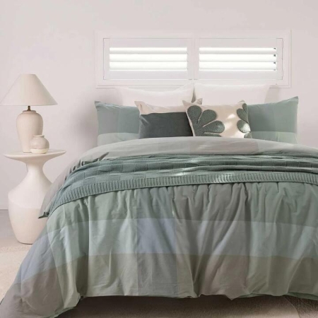 Bambury Sullivan Sage Quilt Cover Set-Queen