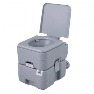 CostwayPortable Camping Toilet Porta Potty with Level Indicator-Grey