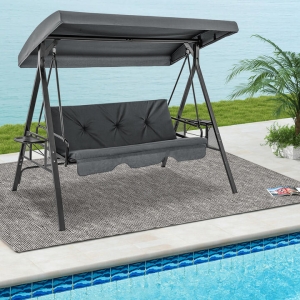 Costway2-in-1 Patio Convertible Swing Chair to Flat Bed-Grey