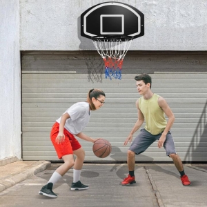CostwayWall Mounted Basketball Hoop Set with 72 cm x 45.5 cm Shatter-proof Backboard and All-Weather Net