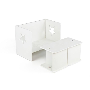 Costway3 Pieces Kids Table and Chair Set with Chalkboard and 2 Chairs-White