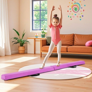Costway2.1M Folding Balance Beam with Carry Handle and Foam Padding-Purple
